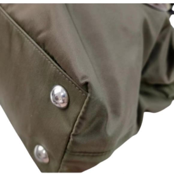 PRADA Milano Olive Green & Brown Nylon Medium Tote w/ Handles & Crossbody - Picture 5 of 14